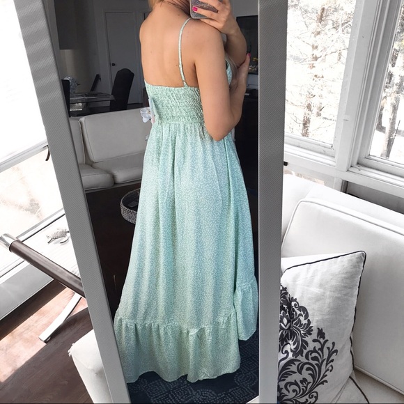 🌿 TALL KIWI & PUNCH MINT LEAF HIGH-LOW MAXI DRESS - Picture 5 of 13